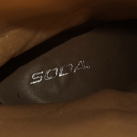 Soda White and Brown Heeled Boots with Western Flair - Picture 3 of 6